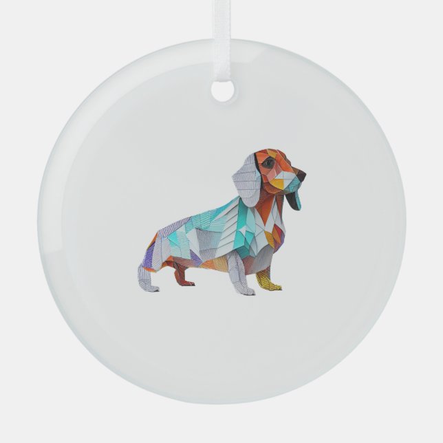 Adorno De Cristal Origami Dachshund (Anverso)