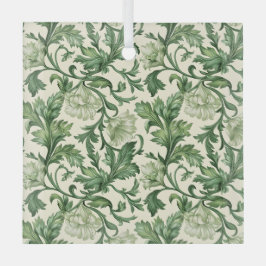 Adorno De Cristal Ornate dark green acanthus leaves pattern