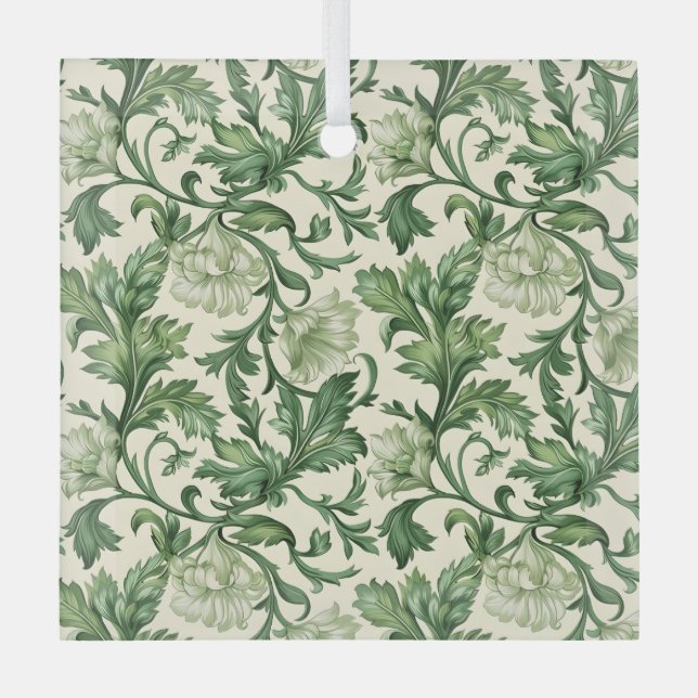 Adorno De Cristal Ornate dark green acanthus leaves pattern (Anverso)