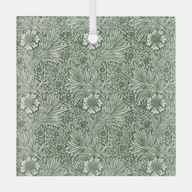 Adorno De Cristal Ornate floral pattern of white flowers & leaves (Anverso)