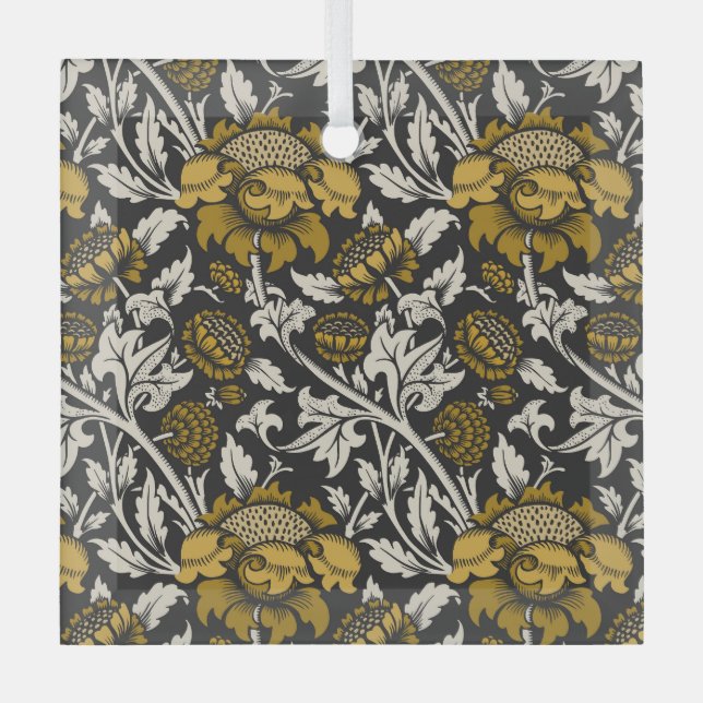 Adorno De Cristal Ornate floral pattern with large gold flowers  (Anverso)