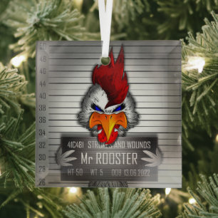 Adorno De Cristal Ornement En Verre Mr Rooster