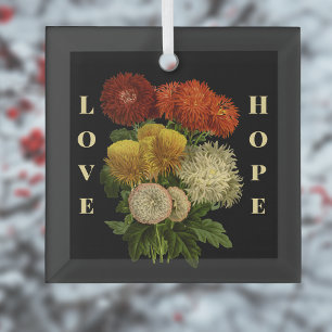 Adorno De Cristal Oro naranja Marigold Floral Esperanza Minimalista