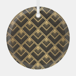 Adorno De Cristal Oro negro Art Deco: geométrico