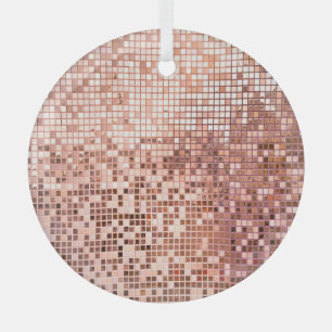 Adorno De Cristal oro Rosa: mosaicos cuadrados.
