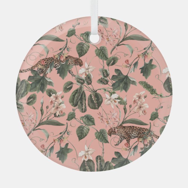 Adorno De Cristal Orquídea tropical, mariposas: acuarela exótica. (Anverso)