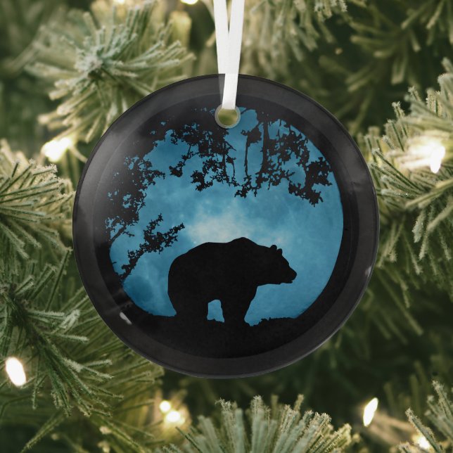 Adorno De Cristal Oso feriado y luna de navidad (in situ)