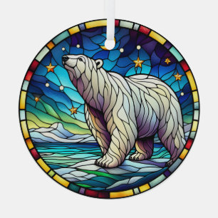 Adorno De Cristal Oso Polar de Vidrio Manchado