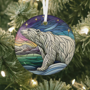 Adorno De Cristal Oso Polar de Vidrio Manchado