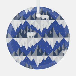 Adorno De Cristal Oso Polar sobre el patrón Iceberg sin Marea.