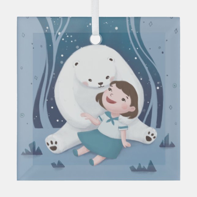 Adorno De Cristal Oso polar y Ilustracion infantil (Anverso)