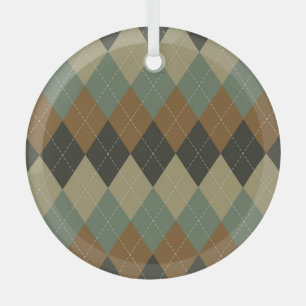 Adorno De Cristal Otoño argelino: Moda Rhombus marrón-verde