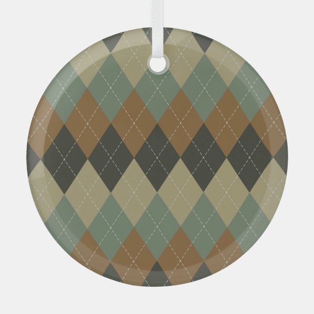 Adorno De Cristal Otoño argelino: Moda Rhombus marrón-verde (Anverso)