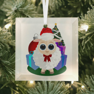 Adorno De Cristal Ovejas de Navidad Lindas Fiesta Navideña Redonda