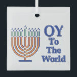 Adorno De Cristal Oy To the World Menorah<br><div class="desc">Una menorah para Hannukah - Oy al mundo</div>