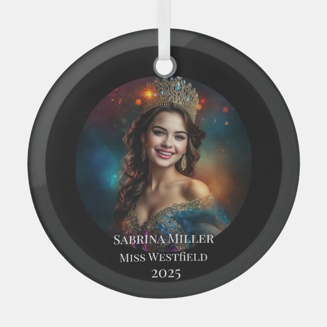 Adorno De Cristal Pageant Queen Glass Christmas Ornament (Anverso)
