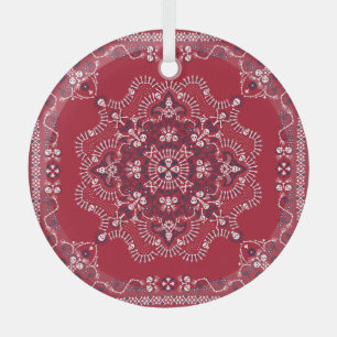 Adorno De Cristal Paisley, calaveras, bandana, diseño cuadrado.