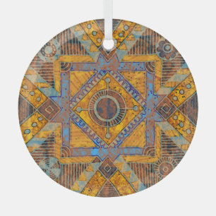 Adorno De Cristal Paisley floral india: Medallón étnico.