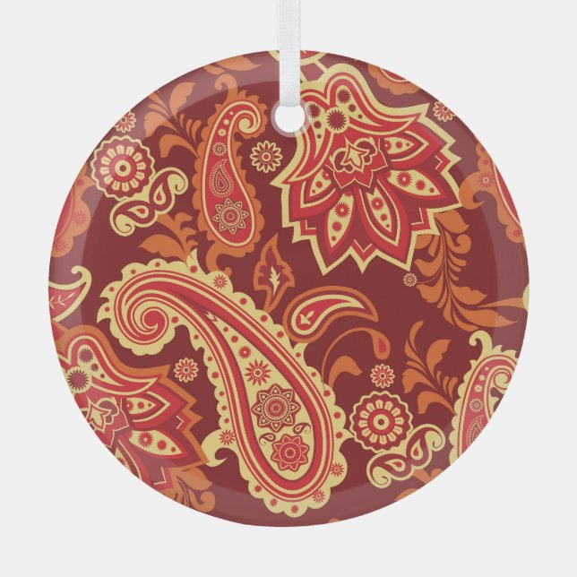 Adorno De Cristal Paisley, flores: patrón ornamental sin costura (Anverso)