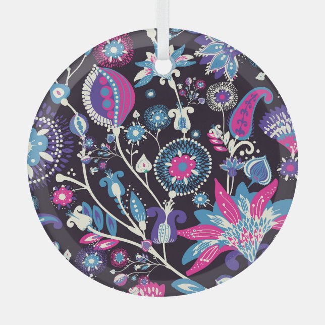 Adorno De Cristal Paisley moderno: patrón oriental tradicional. (Anverso)