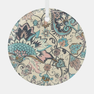 Adorno De Cristal Paisley Oriental: Elegancia Textil Estilizada.