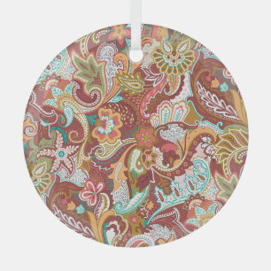 Adorno De Cristal Paisley sin soldadura: elegante patrón de fondo.