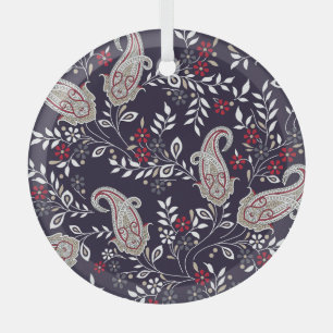 Adorno De Cristal Paisley tradicional india, patrón sin fisuras.