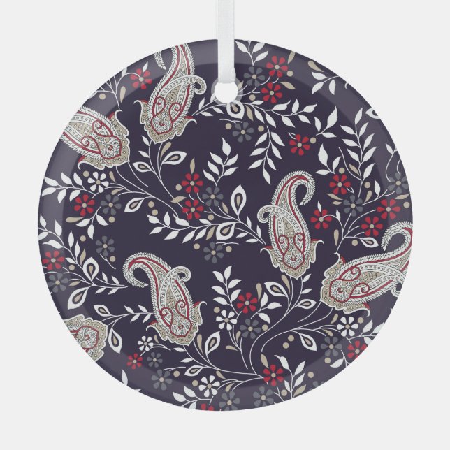 Adorno De Cristal Paisley tradicional india, patrón sin fisuras. (Anverso)