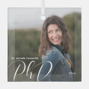 Adorno De Cristal Palabras blancas Foto Graduación de doctorado