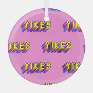 Adorno De Cristal Palabras De Yikes: Papel De Techo Rosa Vintage.