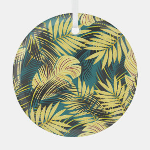 Adorno De Cristal Palm Leaves: Tropical Vintage oscuro