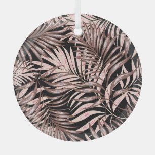 Adorno De Cristal Palm Tropical: Patrón floral de la jungla.