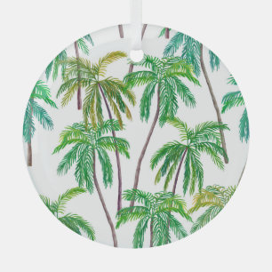 Adorno De Cristal Palmas acrílicas: Textura textil de verano.