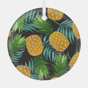 Adorno De Cristal Palmeras de piña Tapiz negro