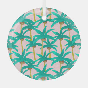 Adorno De Cristal Palmeras Tropicales: Patrón de verano acuarela