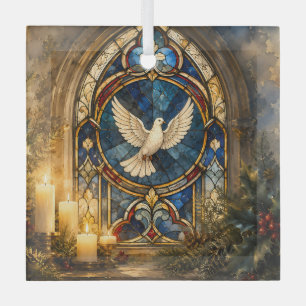 Adorno De Cristal Paloma de Vidrio Emplomado Navidad Ventana