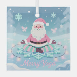 Adorno De Cristal Papá Noel de Yoga Rosa Meditación Navidad