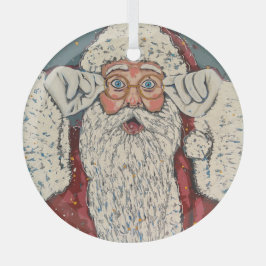 Adorno De Cristal Papá Noel Sorprendido