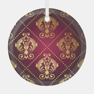 Adorno De Cristal Papel de fondo maroon Gold Ornament Vintage