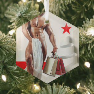 Adorno De Cristal Papel espiral blanco de compras de Navidad de Slip