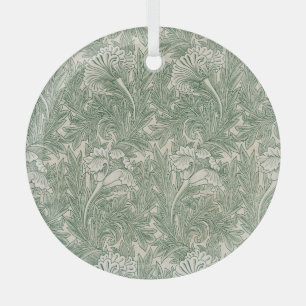 Adorno De Cristal papel pintado textil de tulipán verde de william m