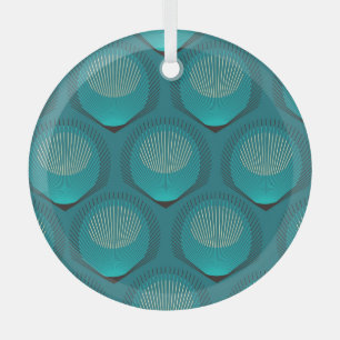 Adorno De Cristal Paquetes Peacock Estilizados Tile Azul