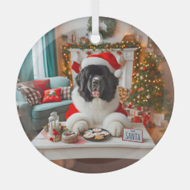 Adorno De Cristal Para Santa Newfie Cookie Taster