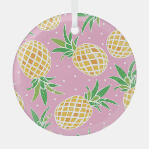 Adorno De Cristal Paraíso de la piña: patrón tropical