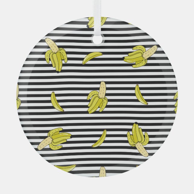 Adorno De Cristal Parches de plátano personalizado: estilo retro. (Anverso)