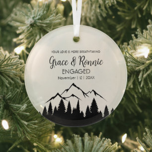 Adorno De Cristal Pareja de montaña PineTree mínima para navidades