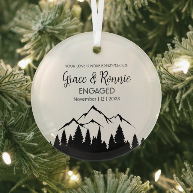 Adorno De Cristal Pareja de montaña PineTree mínima para navidades (in situ)