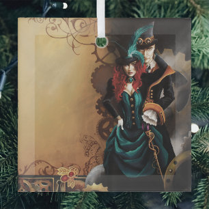 Adorno De Cristal Pareja Elegante Victoriana Steampunk Romance 