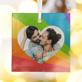 Adorno De Cristal Pareja LGBT arcoiris Foto Navidades románticos del