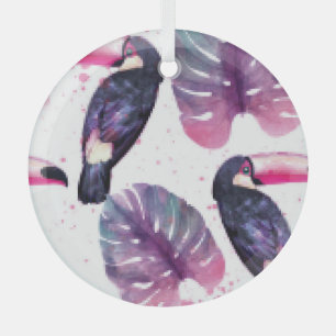 Adorno De Cristal Parrots acuáticos: Moda ultravioleta tropical.